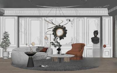 法式家居客厅 单人沙发吊灯